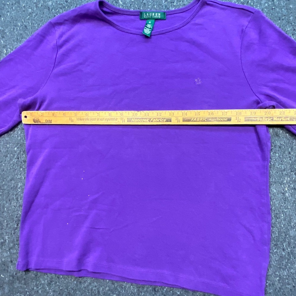 Lauren Ralph Lauren TShirt Sz XL Womens Purple Preppy Embroidered Logo Top - Picture 6 of 7